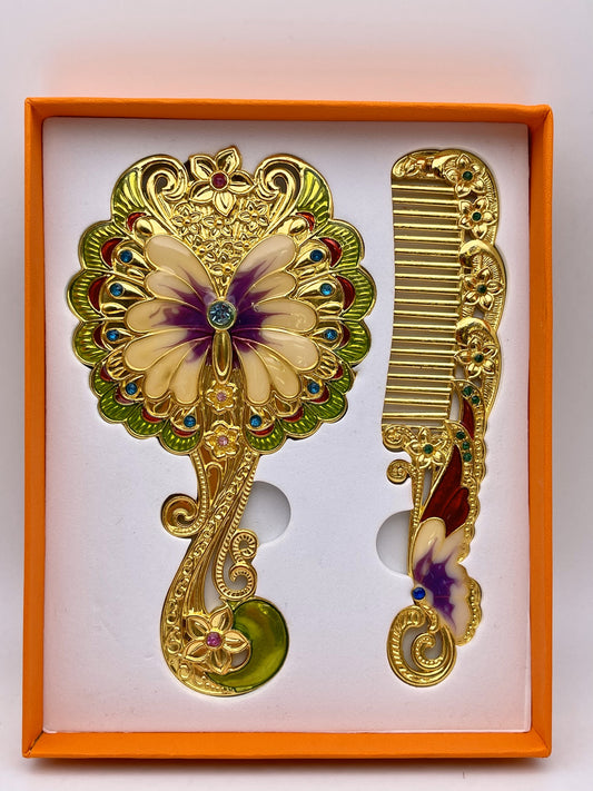 Hand Mirror with Comb